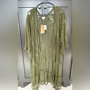 Olive Green Lace Duster/Cardigan